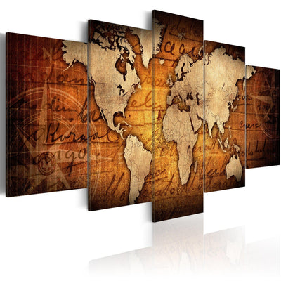 Kanva ar vintāžas pasaules karti -  Dzintara karte (x5) G-ART.