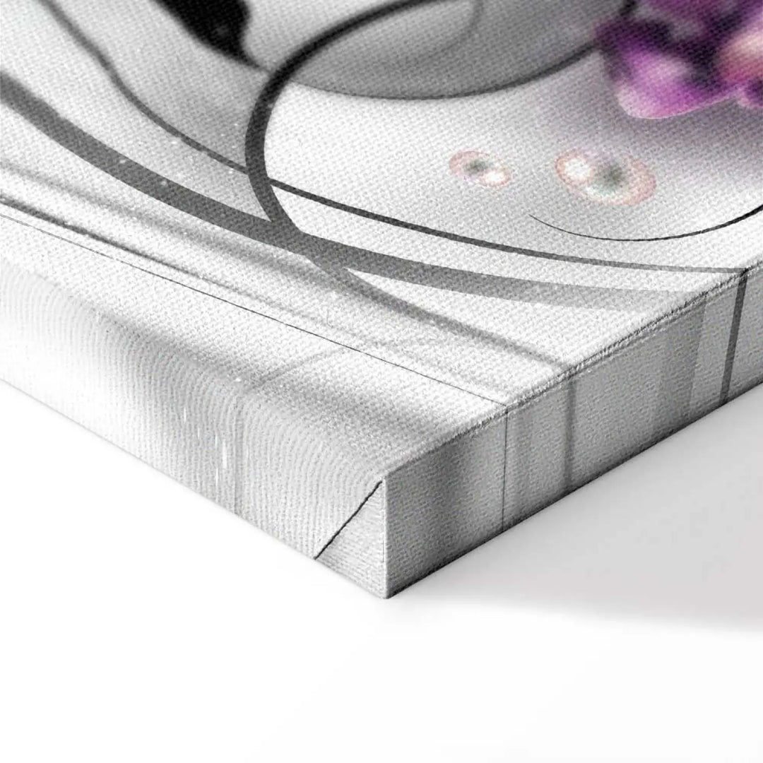 Glezna ar violetam orhidejām uz abstrakta pelēka fona, (x5), 56203 ART XL