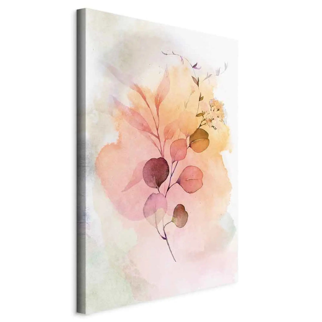 Kanva ar ziediem akvareļu stilā- Akvareļkrāsas zariņš uz balta fona ART XL