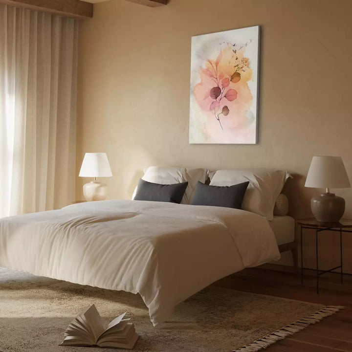 Kanva ar ziediem akvareļu stilā- Akvareļkrāsas zariņš uz balta fona ART XL