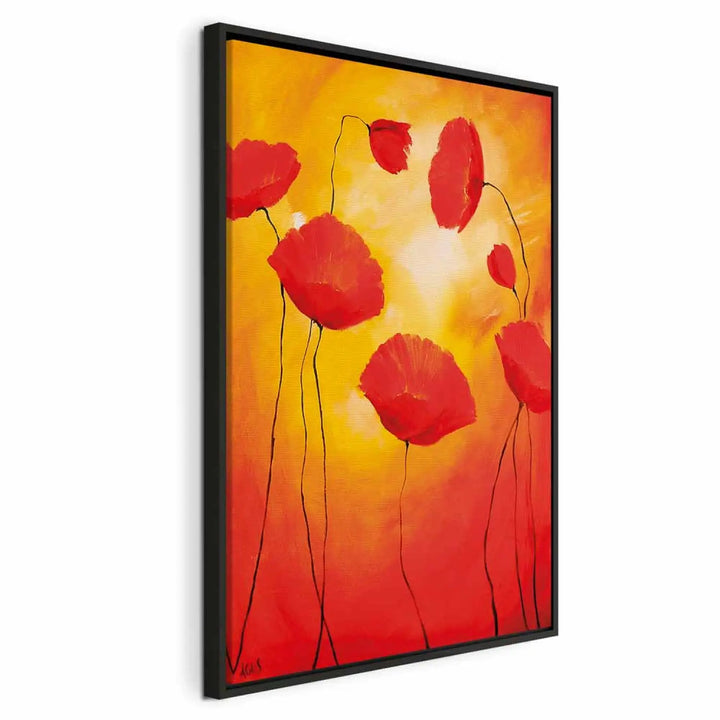 Kanva ar ziediem - Saulainas magones | zimētas| oranžā krāsā ART XL