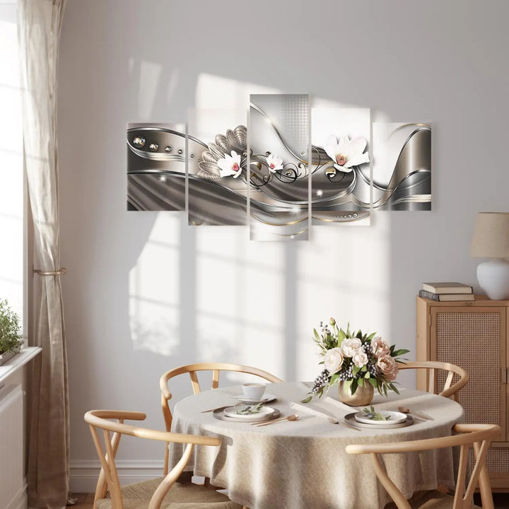 Glezna ar ziediem uz abstrakta fona - Maija rīts, (x5), 50073 ART XL