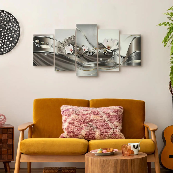 Glezna ar ziediem uz abstrakta fona - Maija rīts, (x5), 50073 ART XL