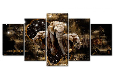 Canvas-taulut norsuja tummalla taustalla - Ruskeat norsut, 50000 (x 5) G-ART.