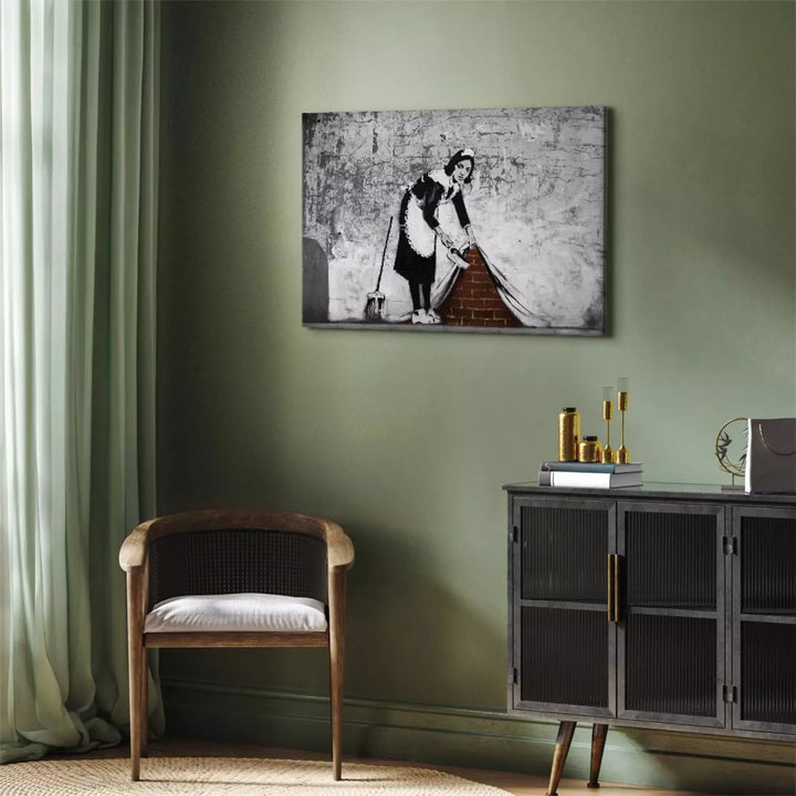 Kanva - Banksy - Kalpone, pelēkā krāsā ART XL