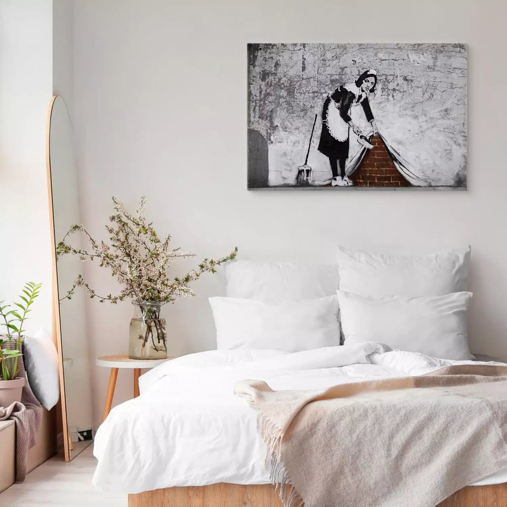 Kanva - Banksy - Kalpone, pelēkā krāsā ART XL