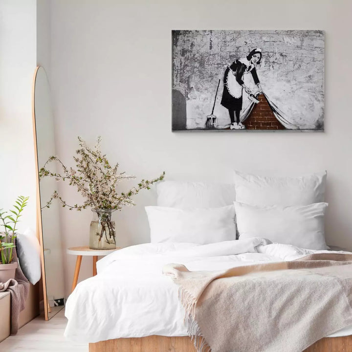 Kanva - Banksy - Kalpone, pelēkā krāsā ART XL