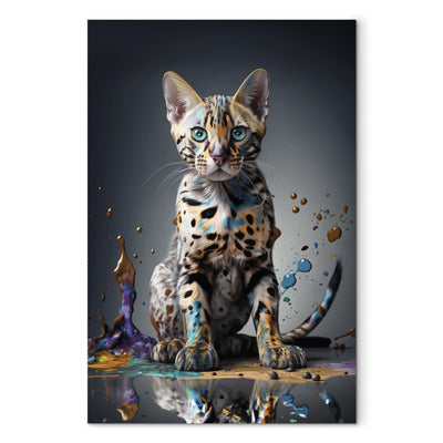 Glezna - Bengālijas kaķis krāsainā peļķē, 150290 🎨🐾 Tapetenshop.lv