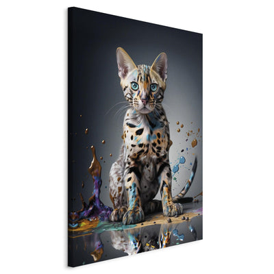 Kanva - Bengālijas kaķis krāsainā peļķē, 150290 🎨🐾 G-ART
