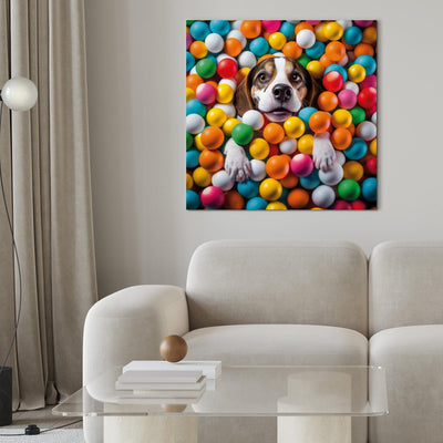 Kanva - Bīgls - suns krāsainās bumbiņās, 150227 G-ART