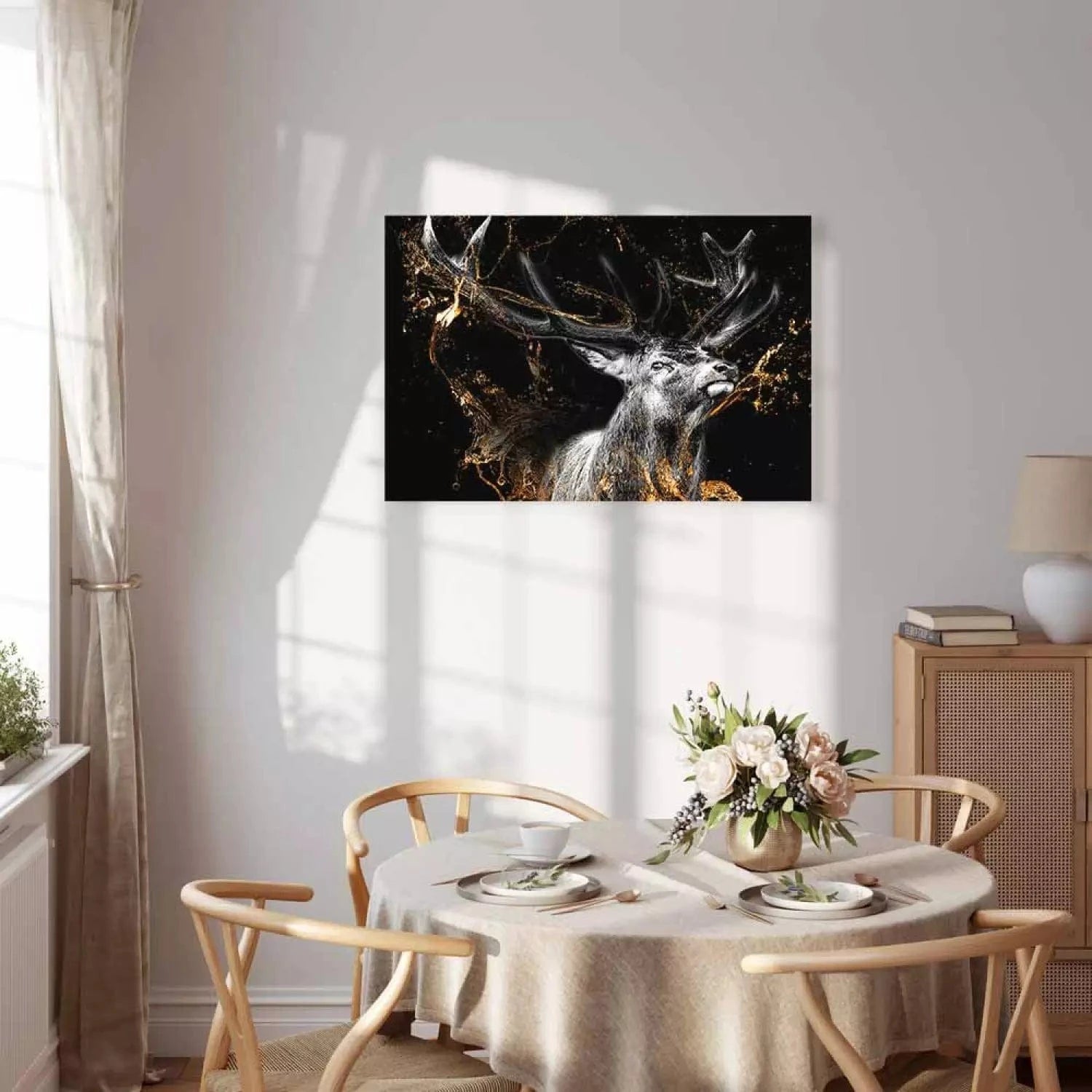 Kanva - Briedis uz melna fona ar zelta akcentiem - uz pasūtījumu G-ART