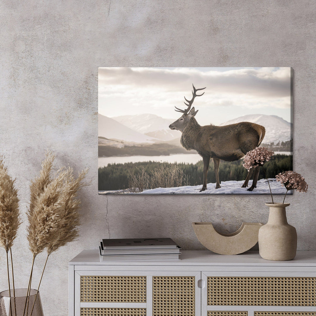 Kanva - Briedis uz ziemas ainavas fona, N-999 X-ART