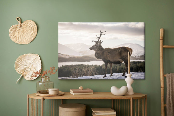 Kanva - Briedis uz ziemas ainavas fona, N-999 X-ART