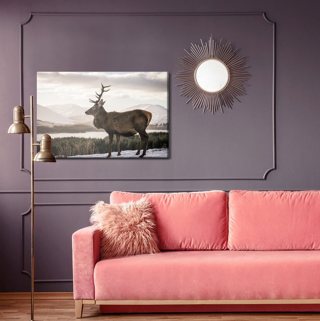 Kanva - Briedis uz ziemas ainavas fona, N-999 X-ART