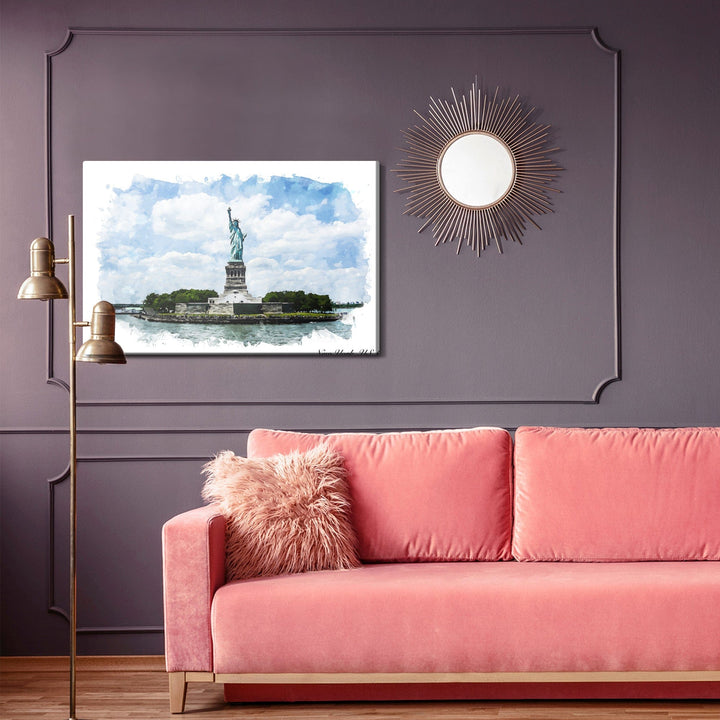 Kanva - Brīvības statuja, gleznota ar akvareļkrāsām, N-1420 X-ART