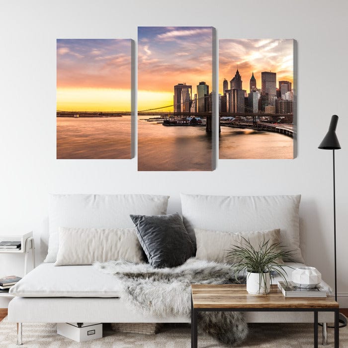 3 daļu kanva: Bruklinas tilts saulrietā X-ART