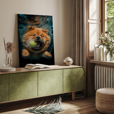 Kanva - Čau čau - peldošs suns ar bumbu mutē, 150184 G-ART