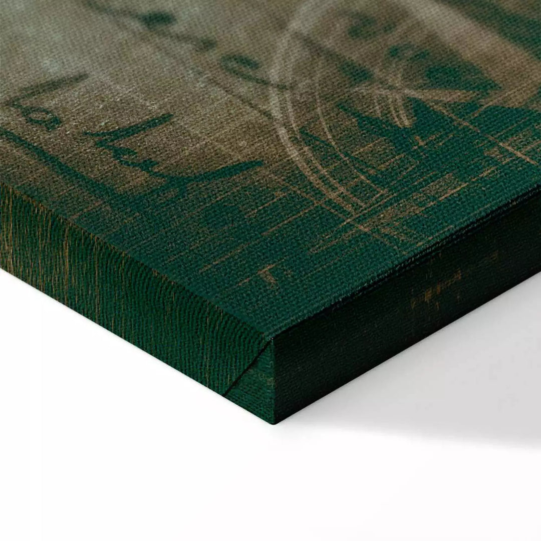 Glezna ar vintāžas pasaules karti - Ceļojumu gars, zaļgani pelēkā ART XL