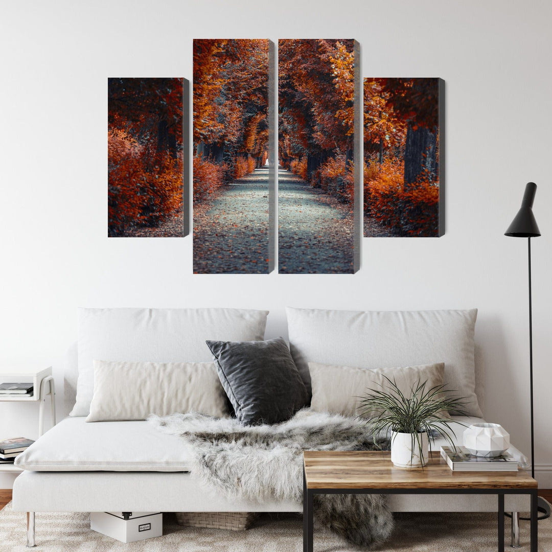 4 daļu kanva: Ceļš rudens mežā, brūna X-ART