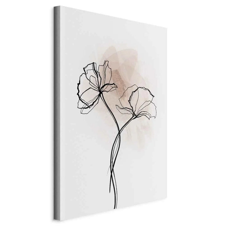 Glezna ar stilizētiem ziediem japandi stilā - Ceļš uz Sauli, uz balta fona ART XL