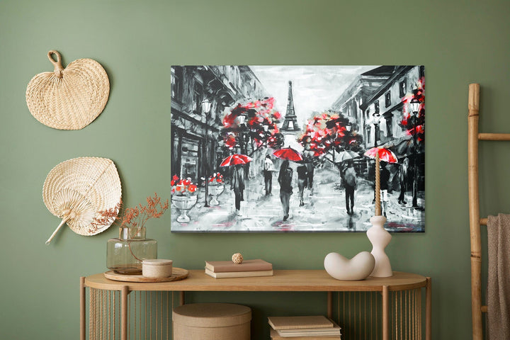 Kanva - Cilvēki ar sarkanām lietussargiem Parīzē, N-1114 X-ART