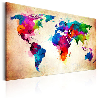 Kanva - Daudzkrāsaina abstrakta pasaules karte, 91373, (x1) G-ART.