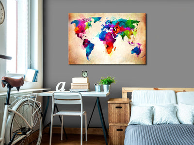 Kanva - Daudzkrāsaina abstrakta pasaules karte, 91373, (x1) G-ART.