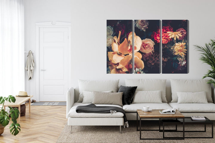 Kanva - Daudzkrāsaini ziedi vintāžas stilā, N-4009 X-ART