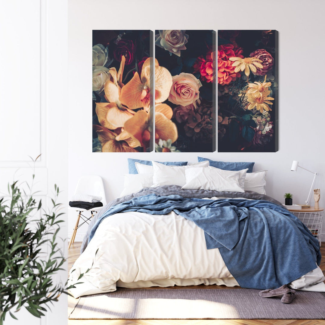 Kanva - Daudzkrāsaini ziedi vintāžas stilā, N-4009 X-ART