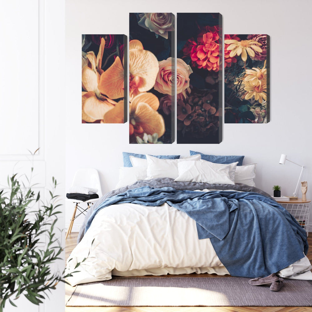 Kanva - Daudzkrāsaini ziedi vintāžas stilā, N-4010 X-ART