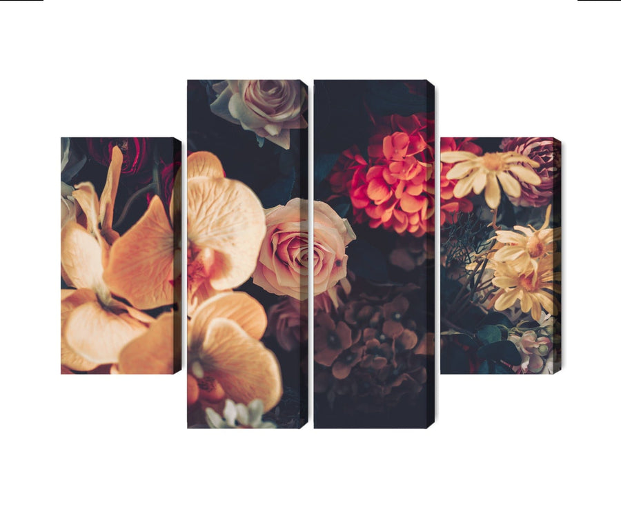 Kanva - Daudzkrāsaini ziedi vintāžas stilā, N-4010 X-ART