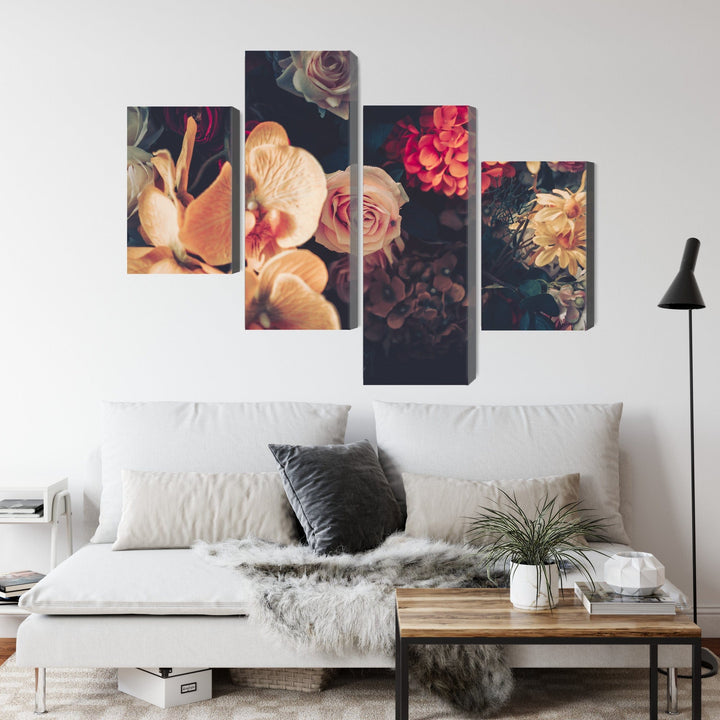 Kanva - Daudzkrāsaini ziedi vintāžas stilā, N-4011 X-ART