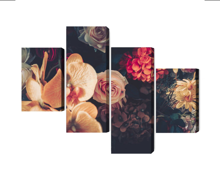 Kanva - Daudzkrāsaini ziedi vintāžas stilā, N-4011 X-ART