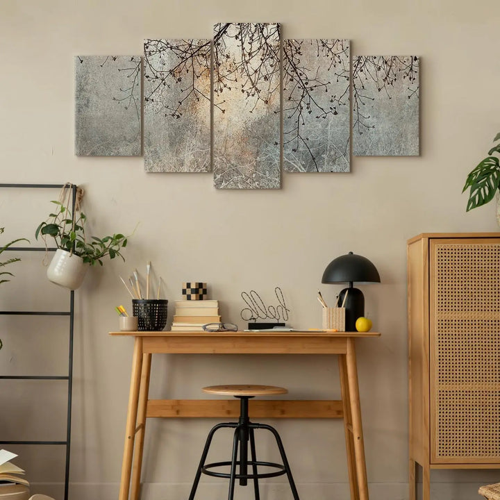 Glezna - Dekoratīvs koks un smalki zari ar ziediem rīta krāsās - 151430 ART XL