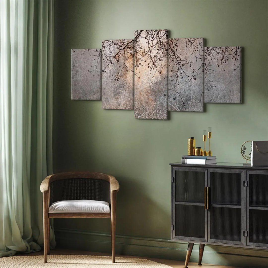 Glezna - Dekoratīvs koks un smalki zari ar ziediem rīta krāsās - 151430 ART XL