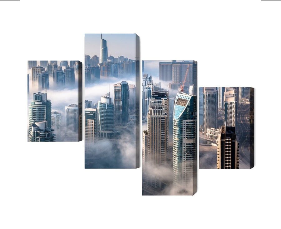 Kanva: Dubajas panorāma miglā, zila X-ART