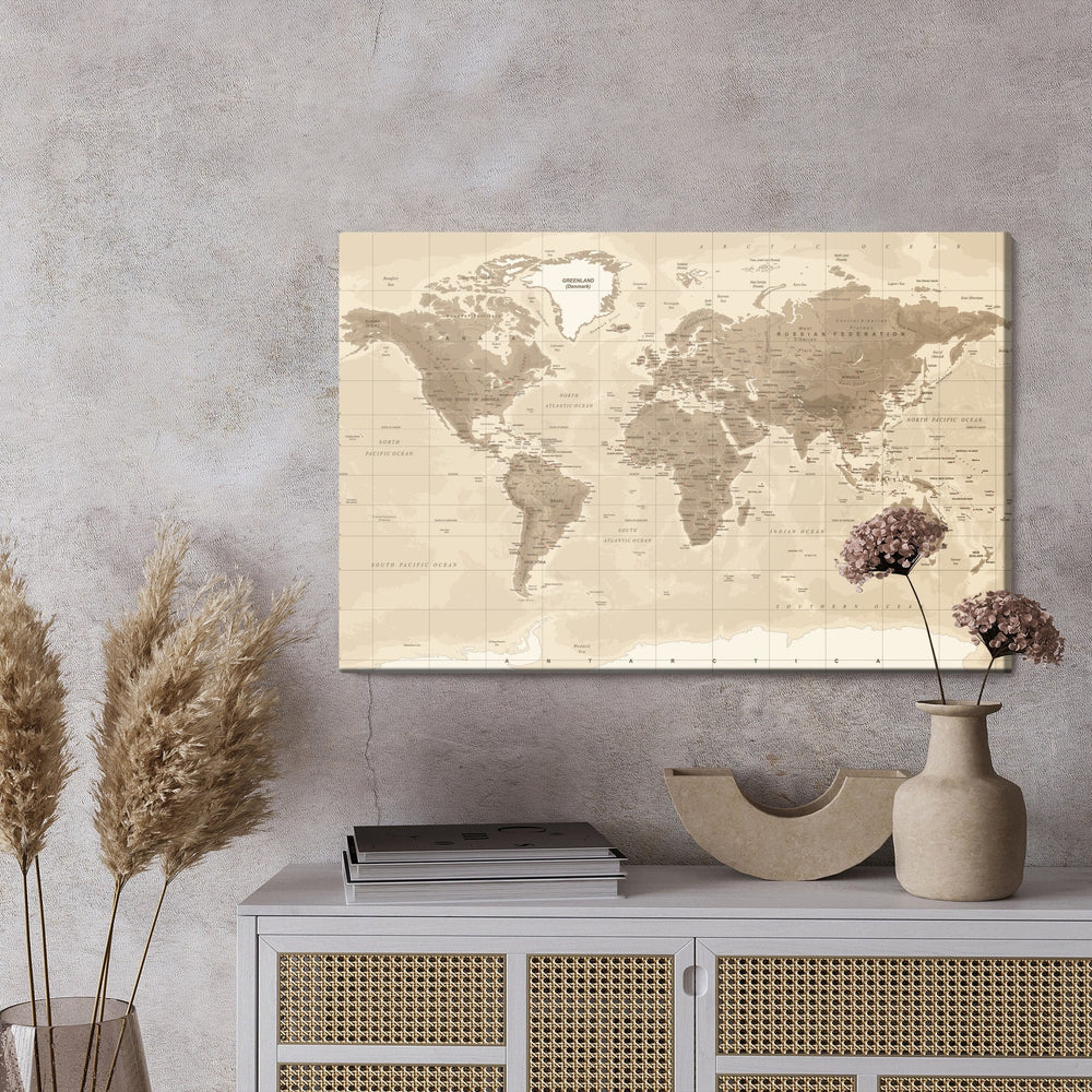 Kanva - Fiziskā pasaules karte, N-167 X-ART