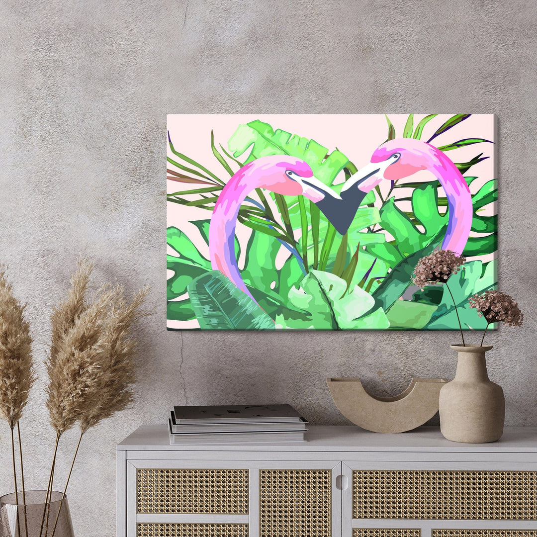 Kanva - Flamingi un tropu lapas, N-816 X-ART