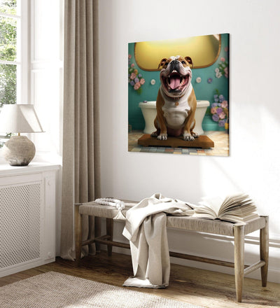 Kanva - Franču buldogs - suns gaida vannas istabā, 150221 G-ART