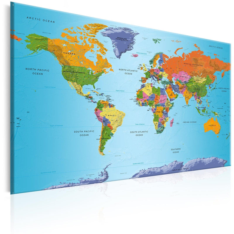 Kanva – ģeopolitiska pasaules karte uz zila fona, (x1), 94575 G-ART.