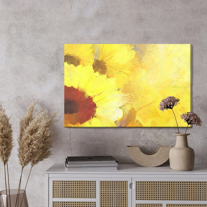 Kanva - Gleznotas saulespuķes uz dzeltena fona, N-1707 X-ART