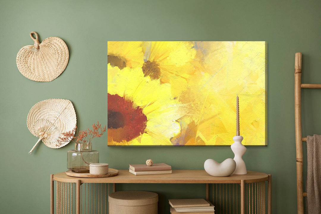 Kanva - Gleznotas saulespuķes uz dzeltena fona, N-1707 X-ART