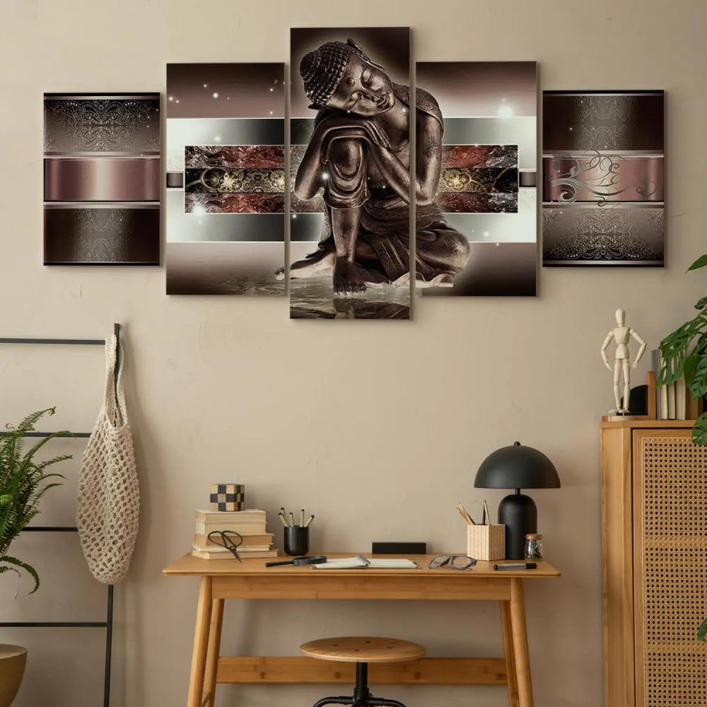 Glezna - Guļošais Buda Sarkanbrūnos toņos (x5), 55731 ART XL