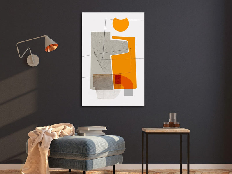 Glezna harmoniskos pelēkos un oranžos toņos - Mīlas tikšanās G-ART.