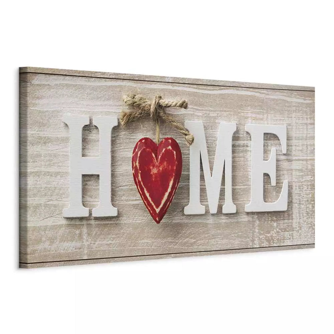 5 Daļu Glezna "HOME" ar Sarkanu Sirsniņu (94844) – Mājīgumam ART XL