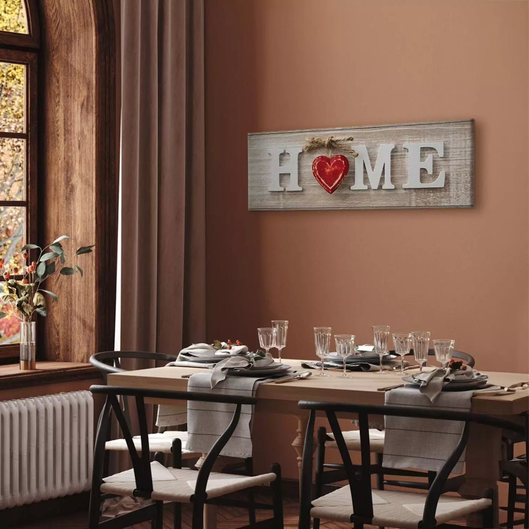 5 Daļu Glezna "HOME" ar Sarkanu Sirsniņu (94844) – Mājīgumam ART XL