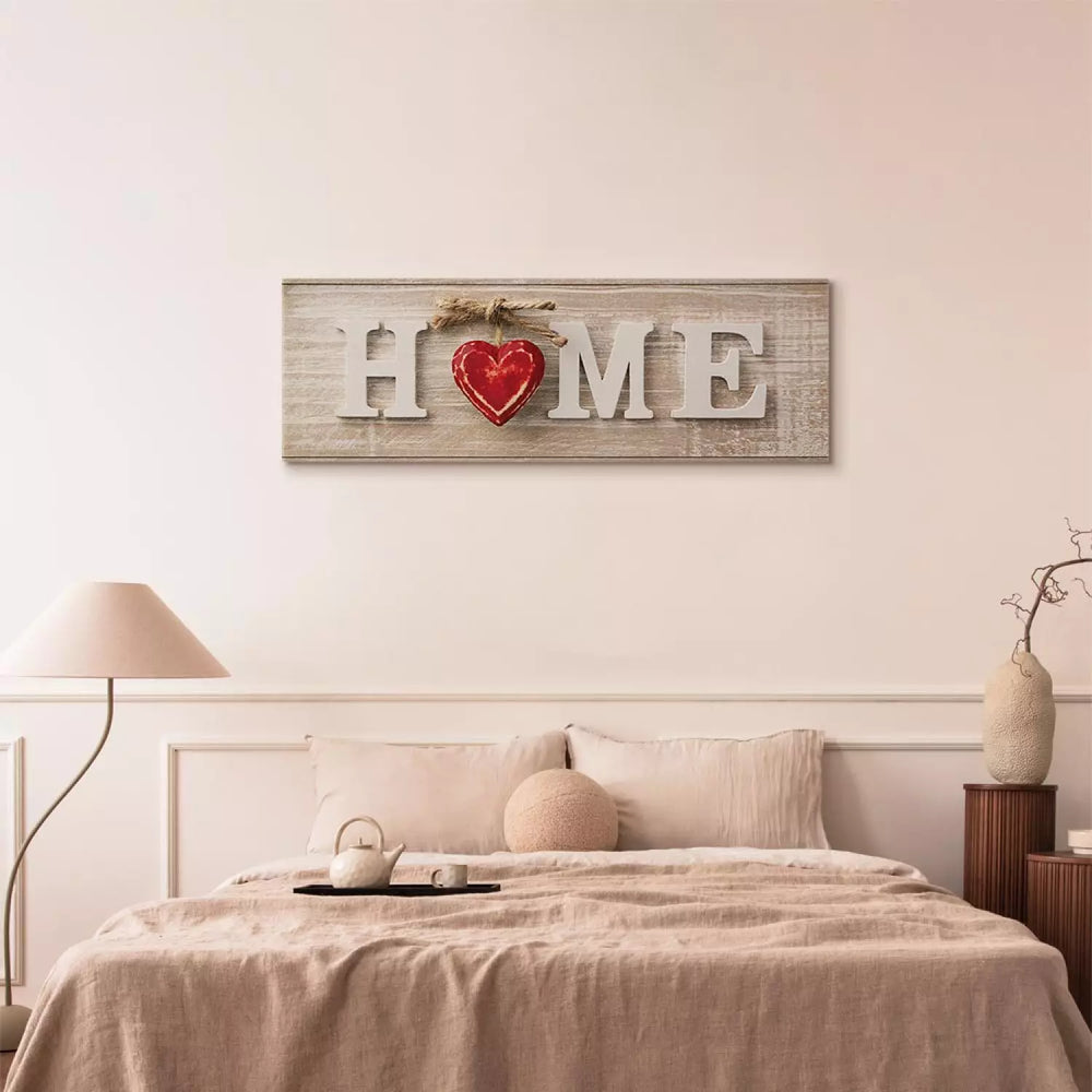 5 Daļu Glezna "HOME" ar Sarkanu Sirsniņu (94844) – Mājīgumam ART XL