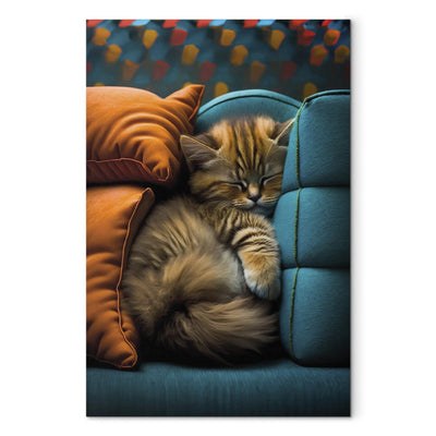 Kanva - Jauks kaķis guļ starp mīkstiem spilveniem, 150109 G-ART