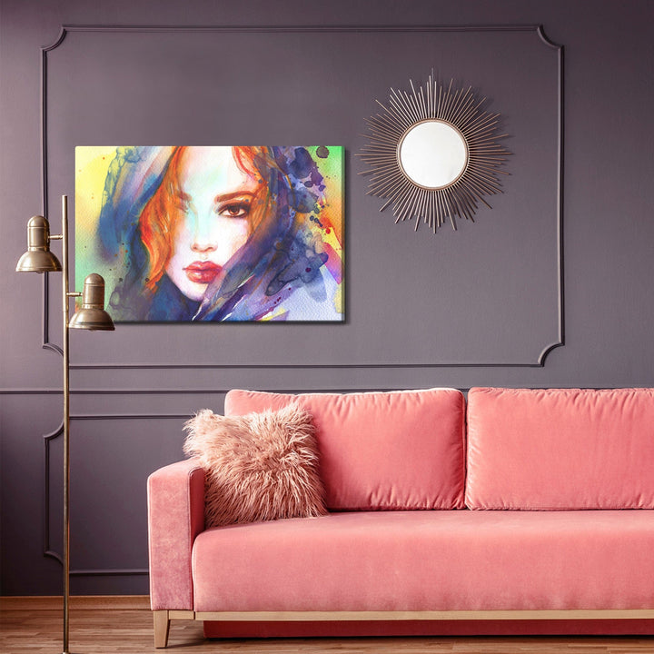 Kanva - Jaunas sievietes portrets, gleznojums ar akvareļu krāsām, N-955 X-ART