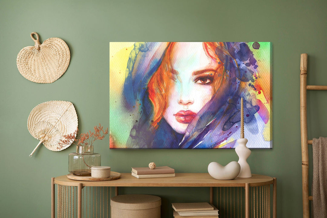 Kanva - Jaunas sievietes portrets, gleznojums ar akvareļu krāsām, N-955 X-ART